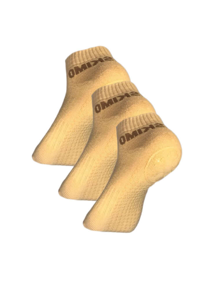 Antislips Grip Sock - Ankle - Beige - 3 pair pack - Hot Eskimo