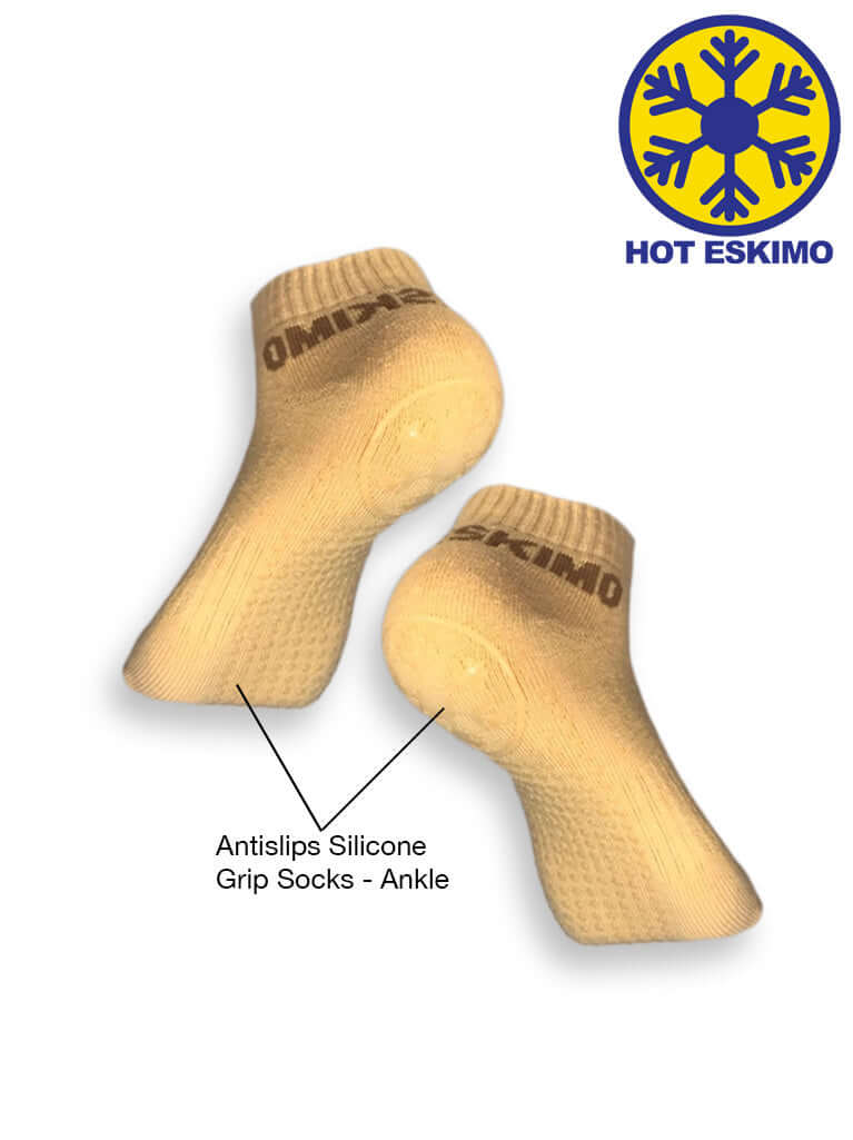 Antislips Grip Sock - Ankle - Beige - 5 pair pack - Hot Eskimo