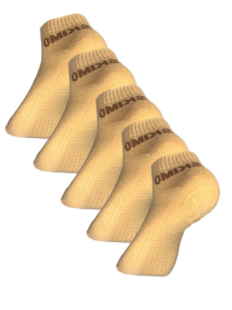 Antislips Grip Sock - Ankle - Beige - 5 pair pack - Hot Eskimo