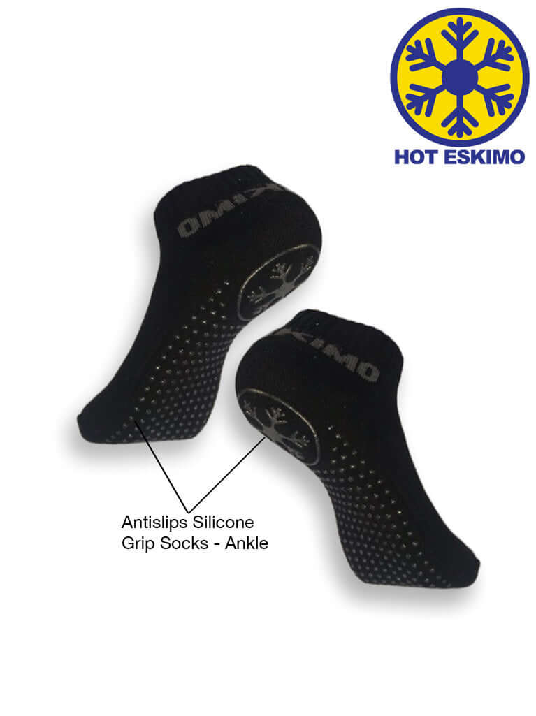 Antislips Grip Sock - Ankle - Black - 3 pair pack - Hot Eskimo
