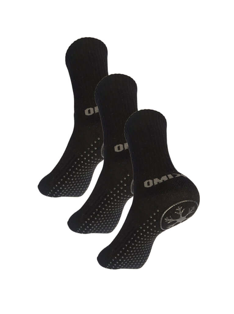 Antislips Grip Sock - Crew - Black - 3 pair pack - Hot Eskimo