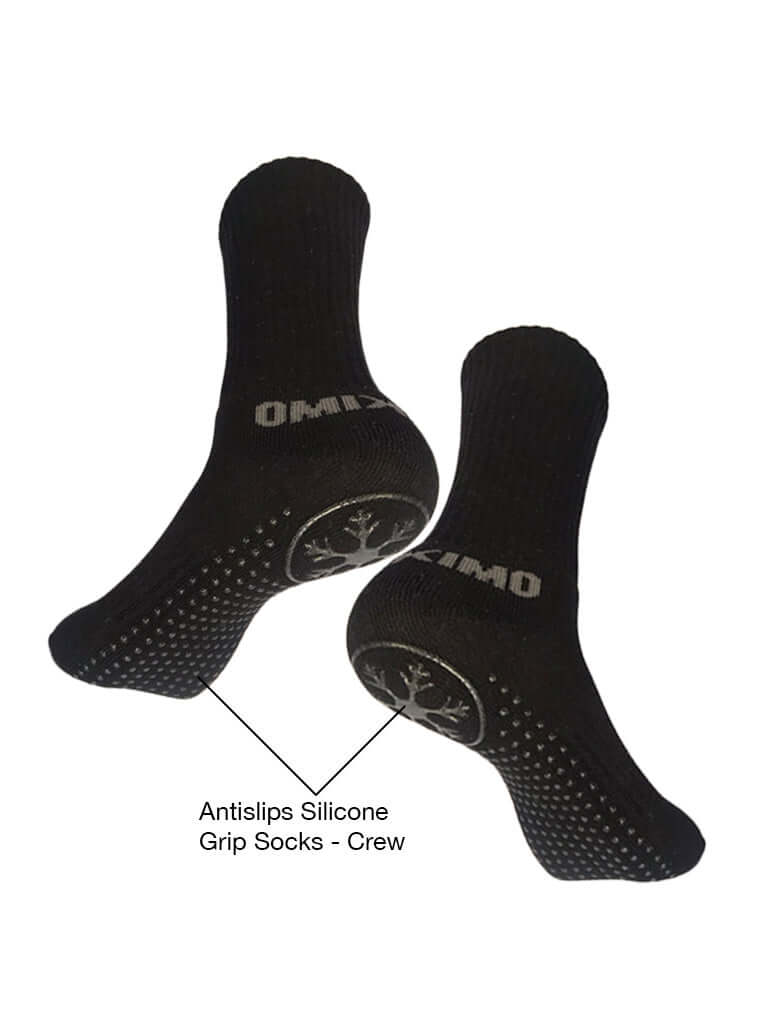 Antislips Grip Sock - Crew - Black - 3 pair pack - Hot Eskimo