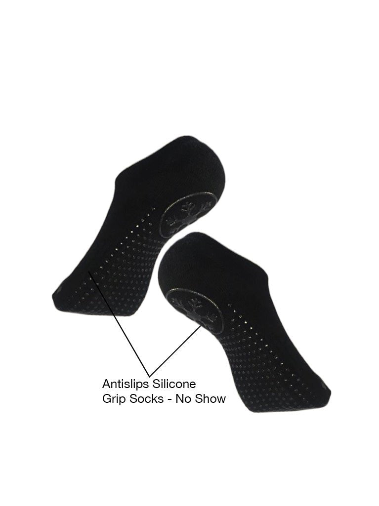 Antislips Grip Sock - No Show - Black - 5 pair pack - Hot Eskimo
