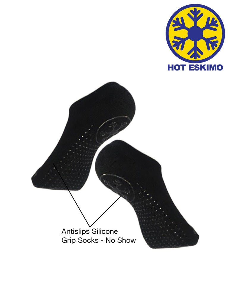 Antislips Grip Sock - No Show - Black - 5 pair pack - Hot Eskimo