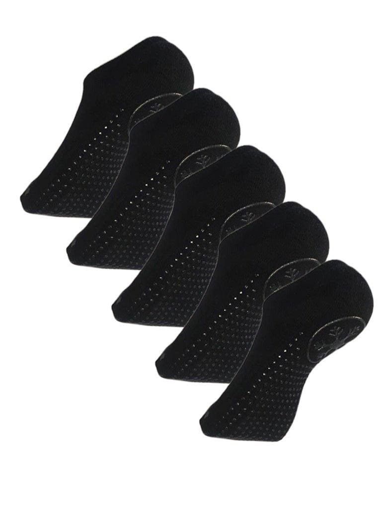 Antislips Grip Sock - No Show - Black - 5 pair pack - Hot Eskimo