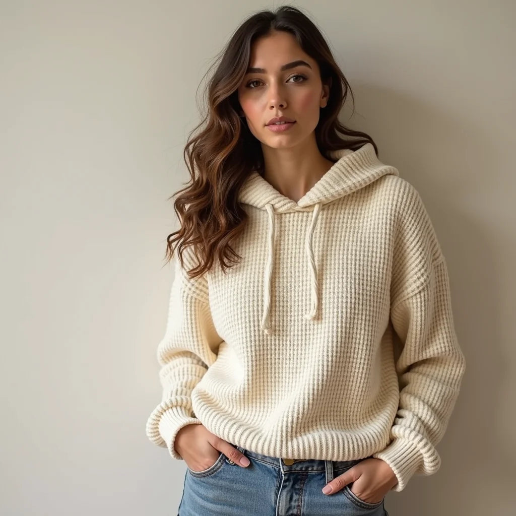 Waffle Knit Hoodie Sweatshirt - Waffle Knit Hoodie Sweatshirt Cozy Essentials for All