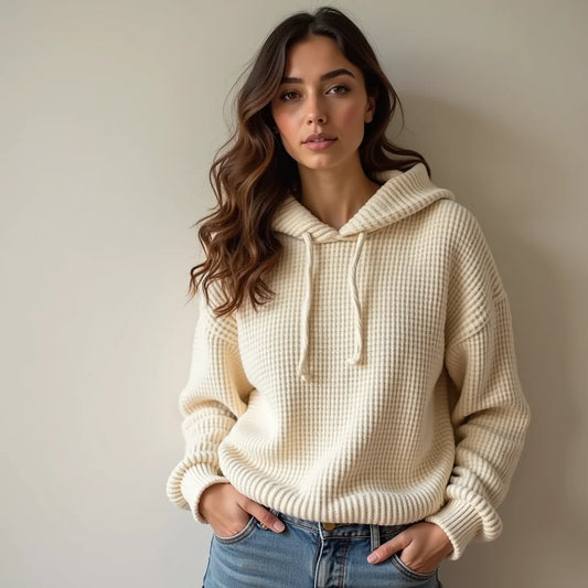 Waffle Knit Hoodie Sweatshirt - Waffle Knit Hoodie Sweatshirt Cozy Essentials for All