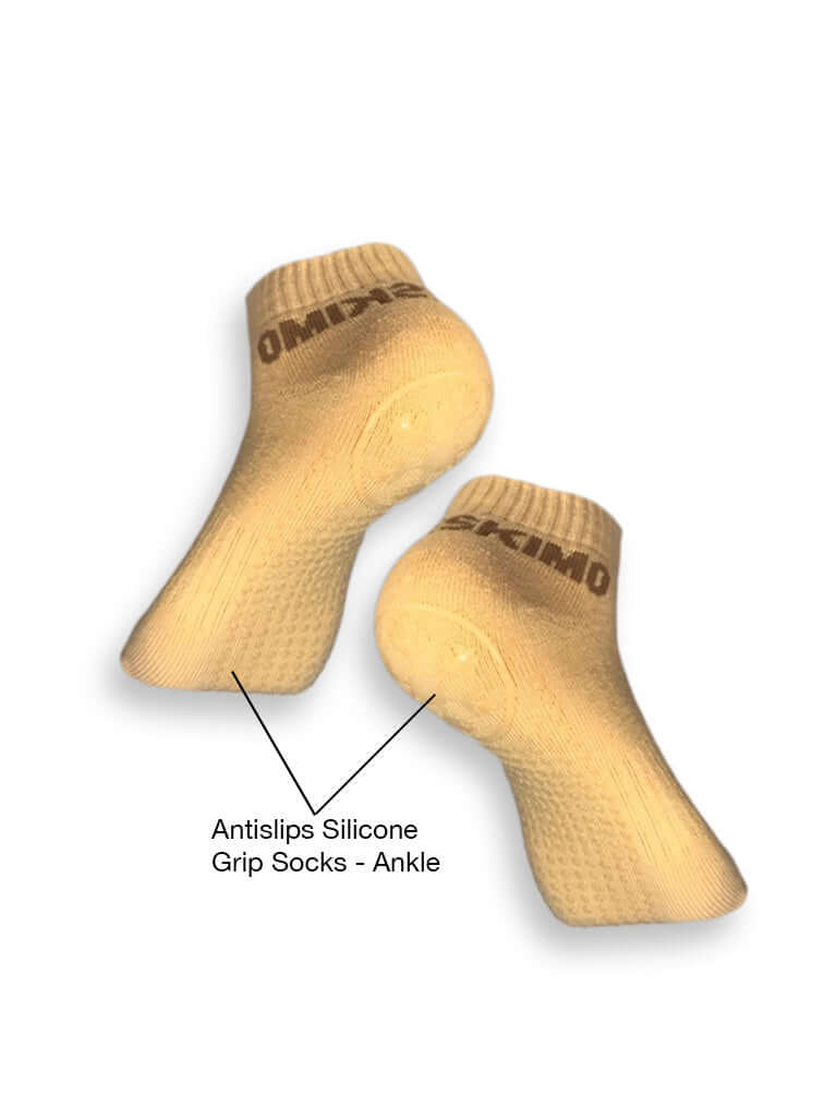 Antislips Grip Sock - Ankle - Beige - 3 pair pack - Hot Eskimo