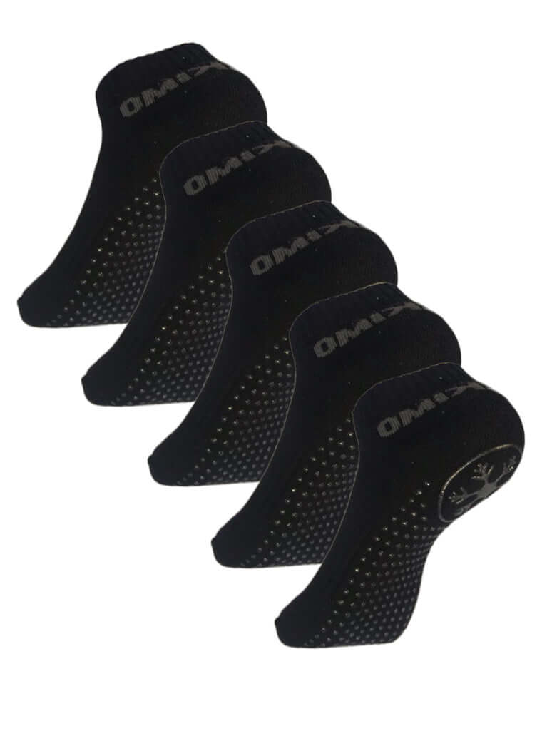 Antislips Grip Sock - Ankle - Black - 5 pair pack - Hot Eskimo