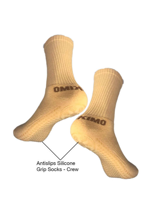 Antislips Grip Sock - Crew - Beige - 5 pair pack - Hot Eskimo