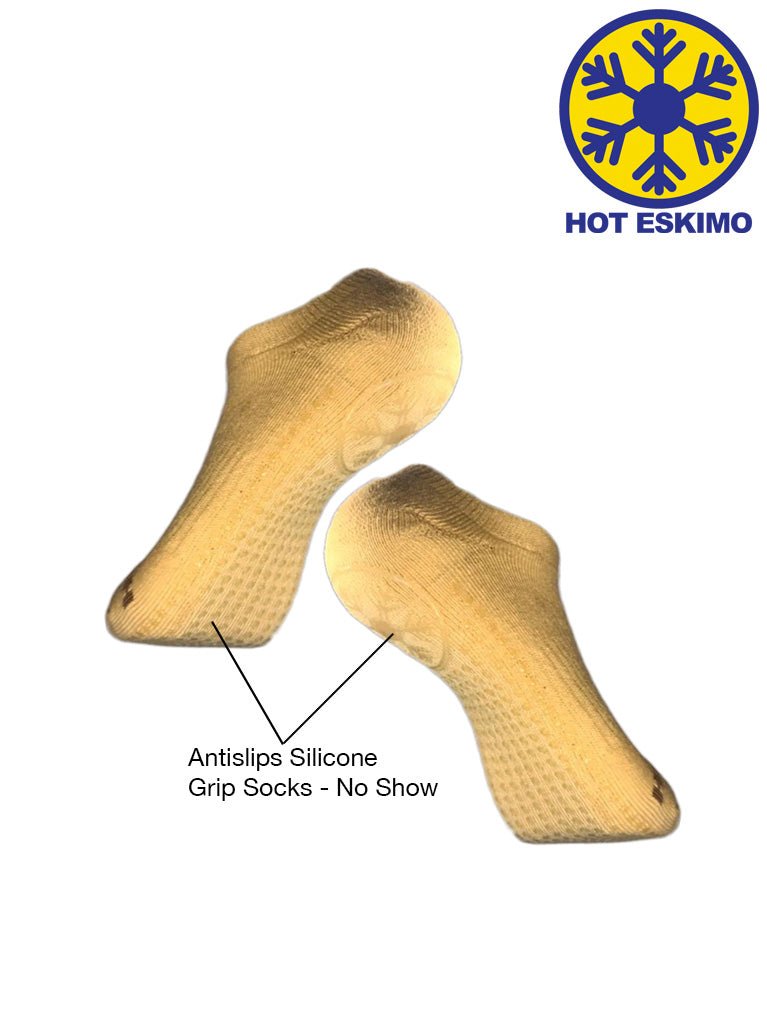 Antislips Grip Sock - No Show - Beige - 3 pair pack - Hot Eskimo