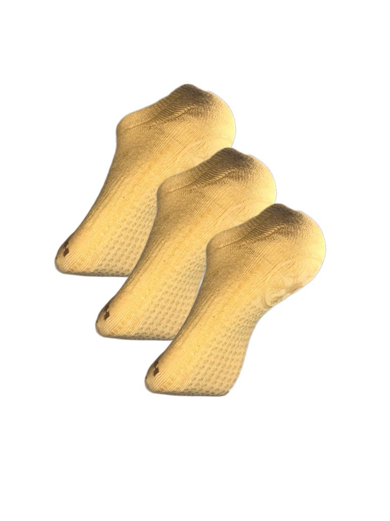 Antislips Grip Sock - No Show - Beige - 3 pair pack - Hot Eskimo