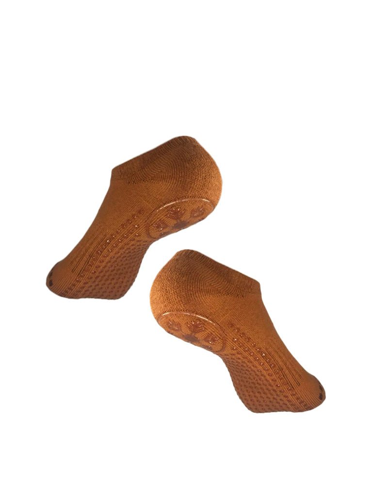 Antislips Grip Sock - No Show - Brown - 3 pair pack - Hot Eskimo